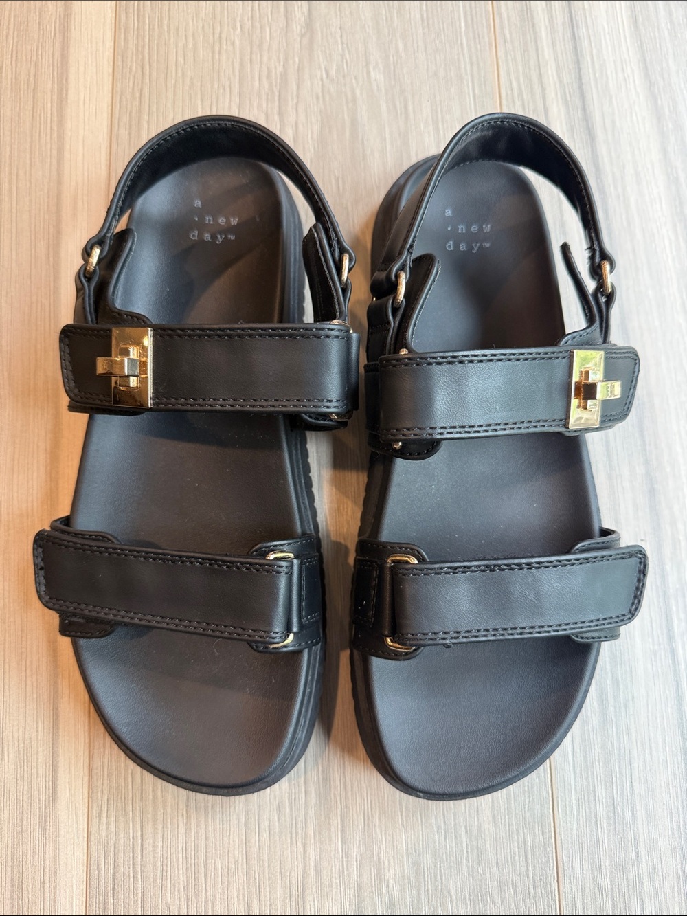 A New Day Women's Jonie  Black Ankle Strap Sandals Size 8.5